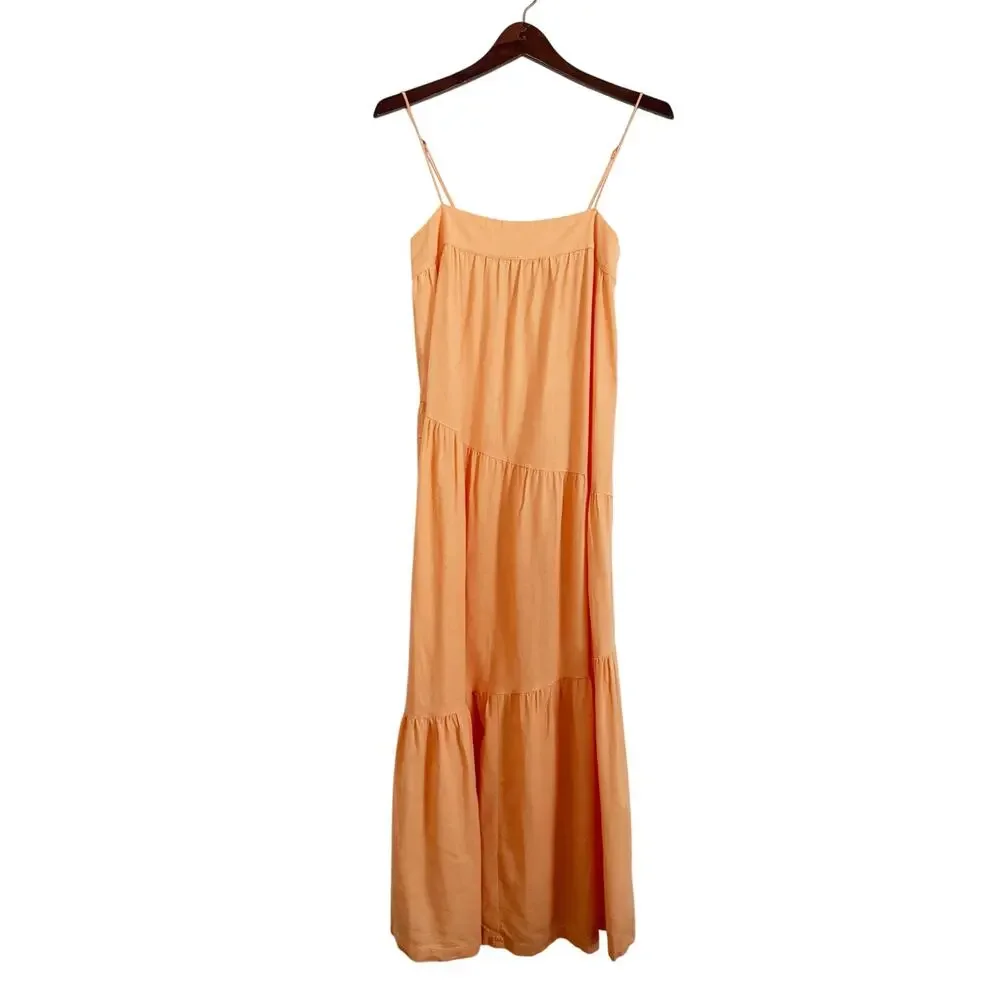 ABERCROMBIE Asymmetrical Summer Maxi Dress Light Orange XS Tall